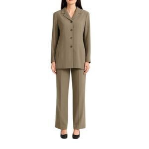 1990s Vintage Valerie Stevens Tan Women's Pantsuit Blazer and Dress Pants 6P